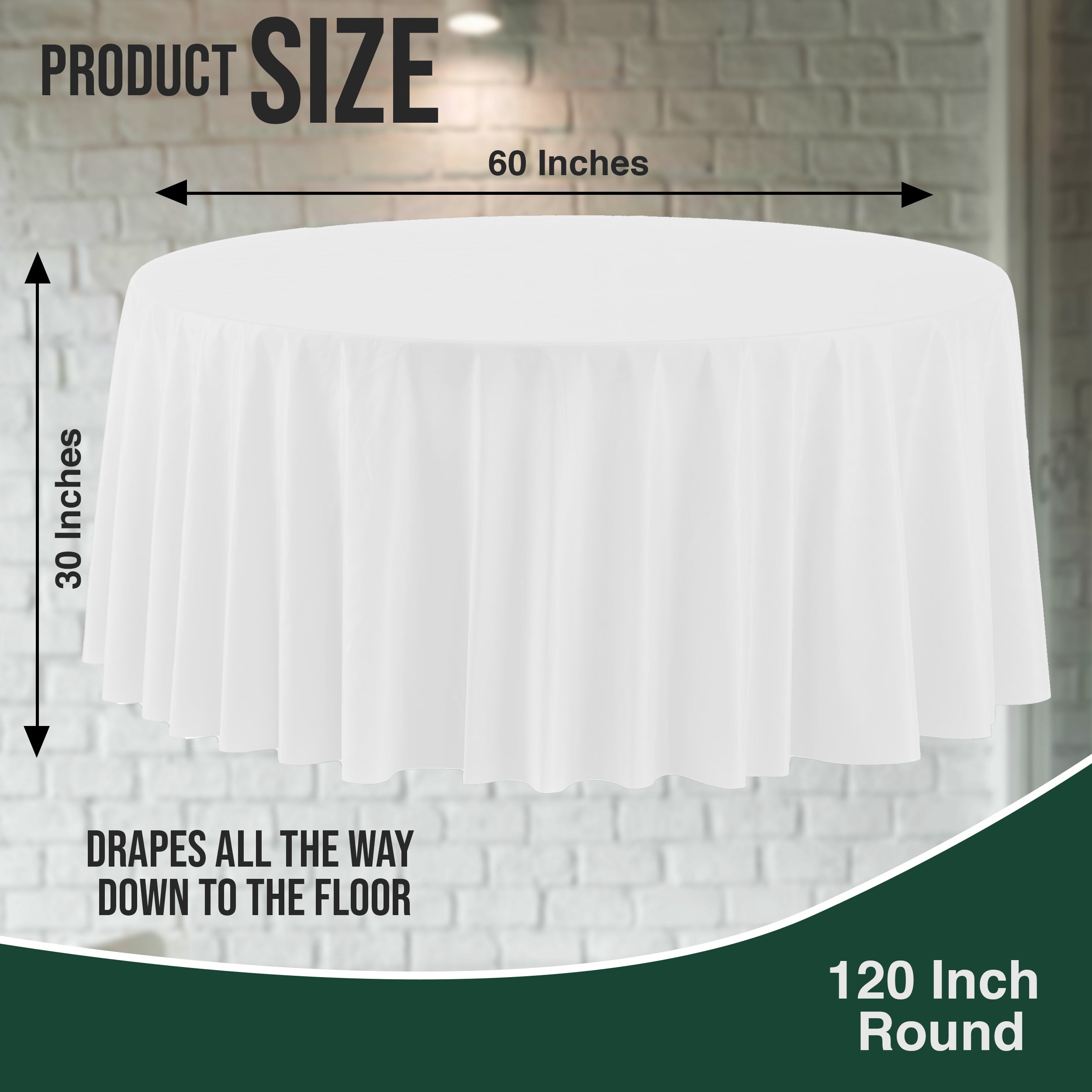 120 in. Premium Round White Plastic Table Covers | 12 Count