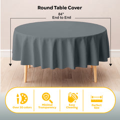 Round Silver Plastic Table Covers | 6 Pack | 84 in.