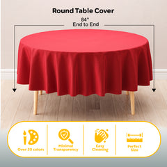 Round Red Plastic Table Covers | 6 Pack | 84 in.