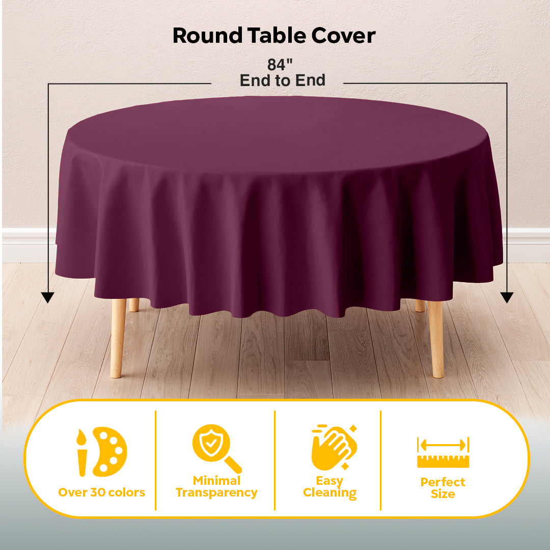 Plum Round Plastic Table Cover | 84 in.