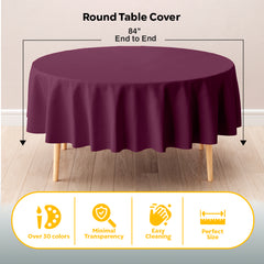 Plum Round Plastic Table Cover | 84 in.