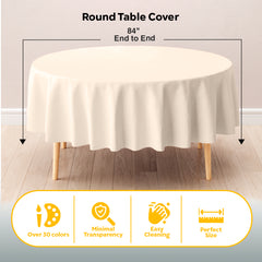 Round Ivory Plastic Table Covers | 12 Pack | 84 in.