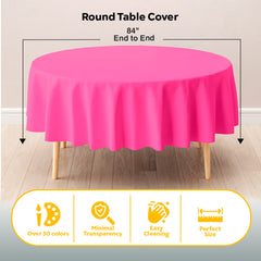 Cerise Round Plastic Table Covers | 12 Pack | 84 in.
