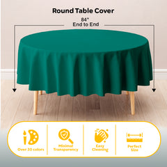 Dark Green Round Plastic Table Covers | 12 Pack | 84 in.