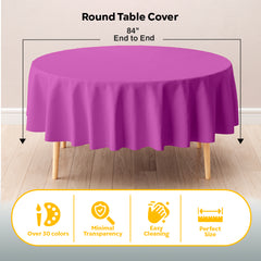 Round Magenta Plastic Table Cover | 84 in. | Case of 48