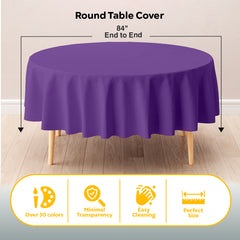 Round Purple Plastic Table Covers | 12 Pack | 84 in.