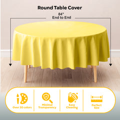 Round Light Yellow Plastic Table Cover | 84 in. | Case of 48