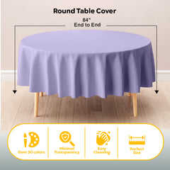 Round Lavender Plastic Table Cover | 84 in.