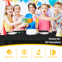Black Round Plastic Table Covers | 12 Pack | 84 in.
