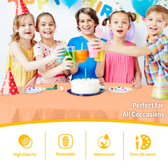 Round Peach Plastic Table Cover | 84 in.