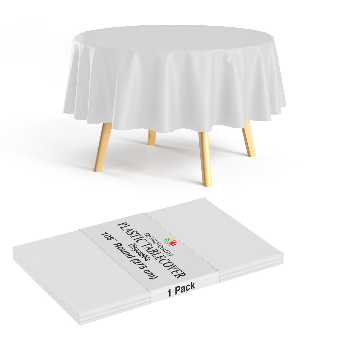 Premium 108" Round White Table Cover