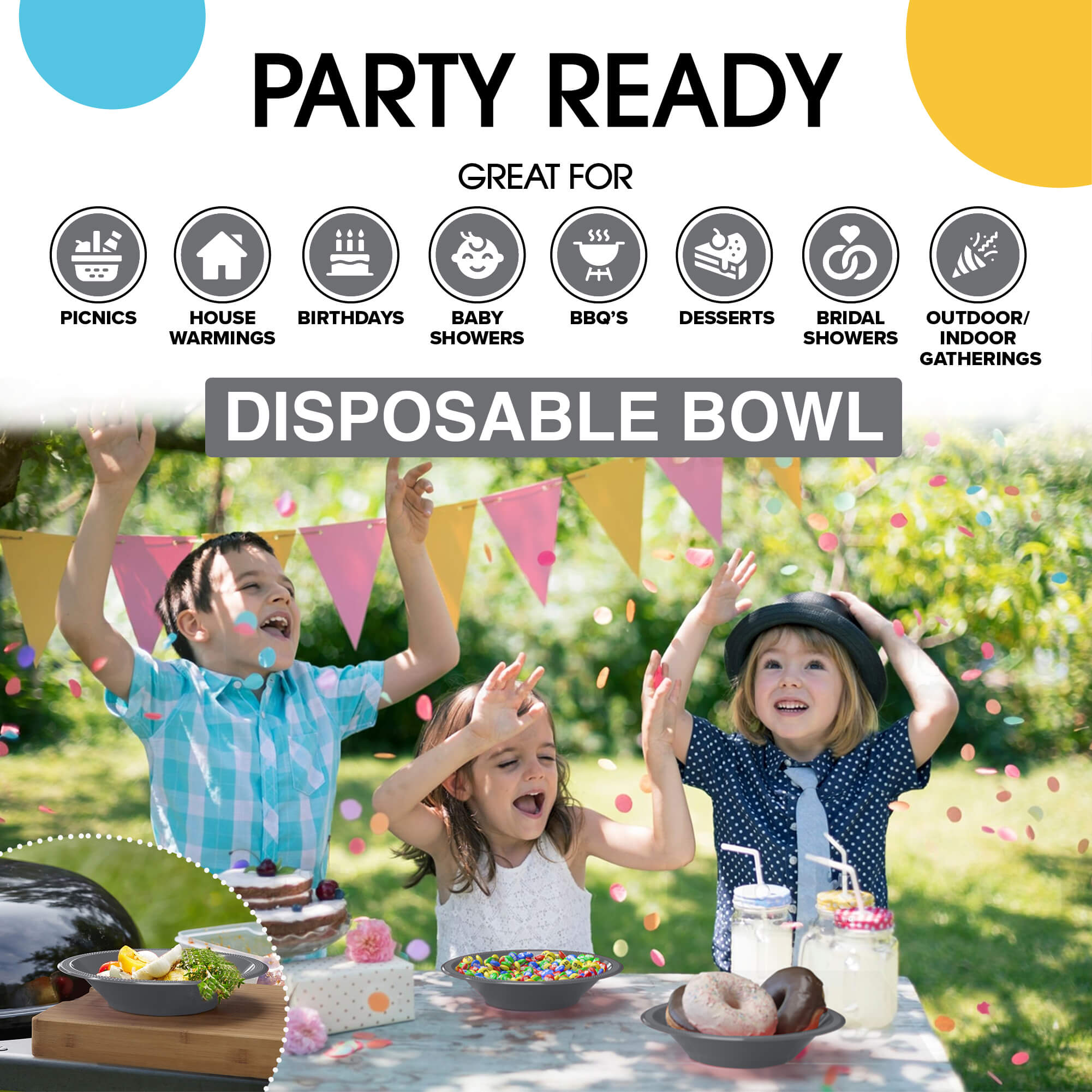 12 Oz. Silver Plastic Bowls | 8 Count