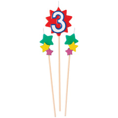 Star Number 3 Birthday Toothpick Candle Set | 3 Pc.
