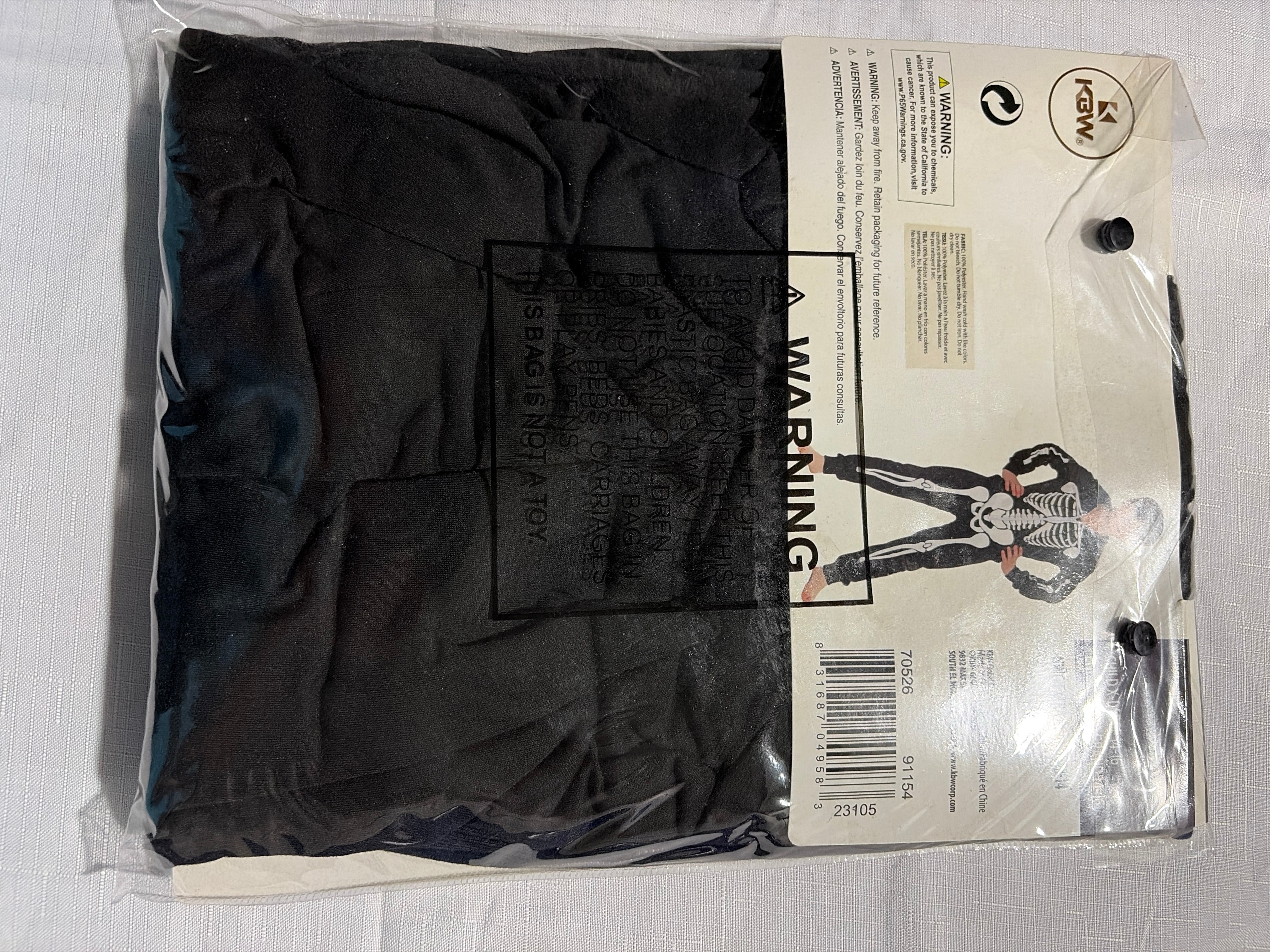 Boys' Skeleton Bodysuit with Hood - Child XL (14-16)