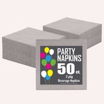 Silver Beverage Napkins - 4.75 in. x 4.75 in. | 50 Count