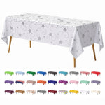 Silver Star Print Plastic Tablecloth | 54 in. x 108 in.