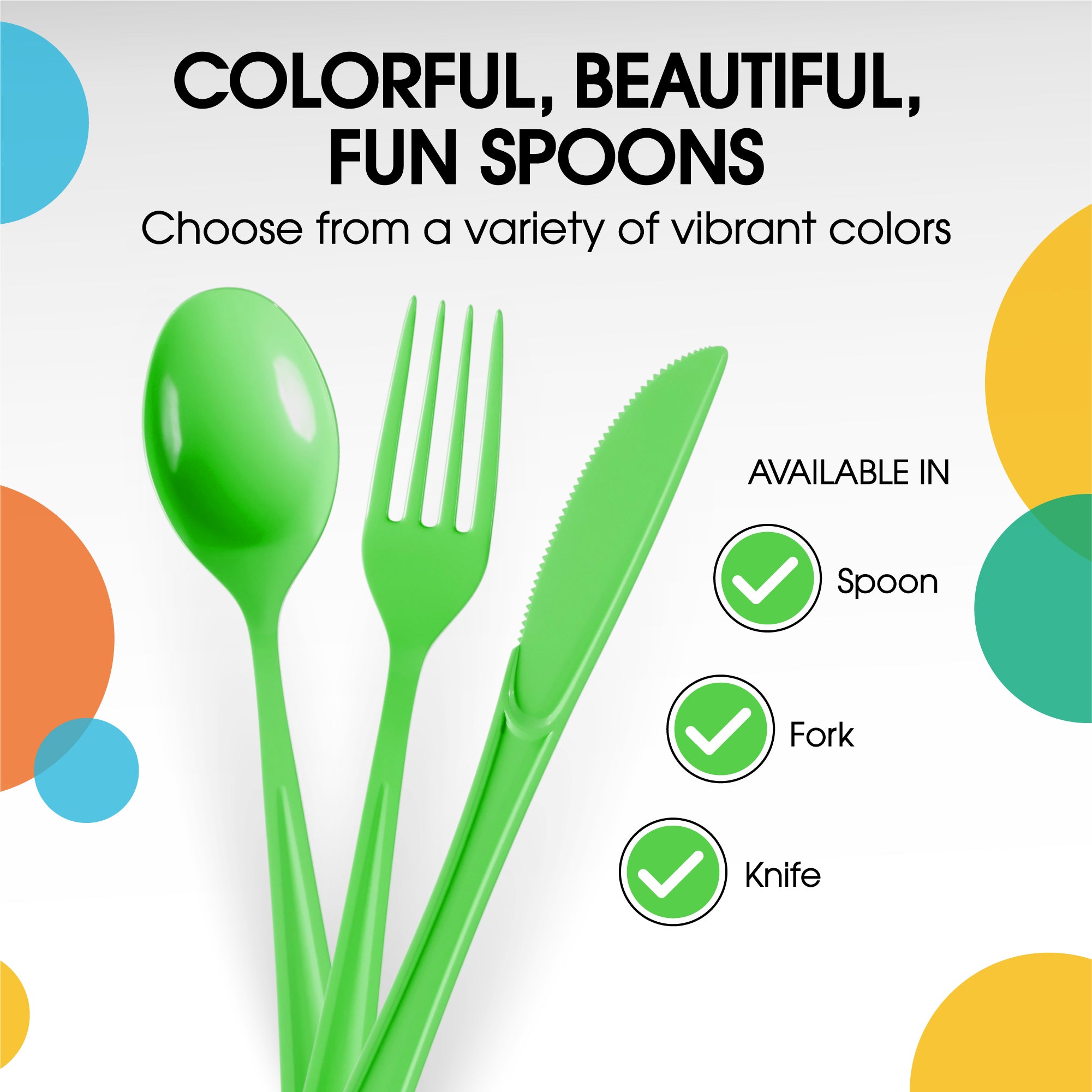 Heavy Duty Lime Green Plastic Spoons | 7 in. | 50 Count