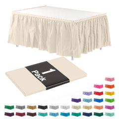 Ivory Plastic Table Skirt | 14 ft. x 29 in.