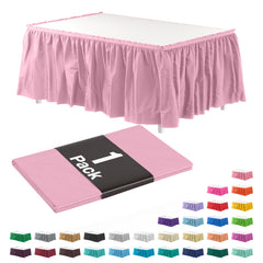 Pink Plastic Table Skirt | 168 in. x 29 in.