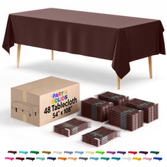 Brown Plastic Table Cover | Case of 48 | 54 in. x 108 in.