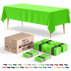 Lime Green Plastic Table Cover | Case of 48 | 54 in. x 108 in.