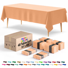 Peach Plastic Table Cover | Case of 48 | 54 in. x 108 in.