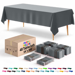 Silver Plastic Table Cover | Case of 48 | 54 in. x 108 in.
