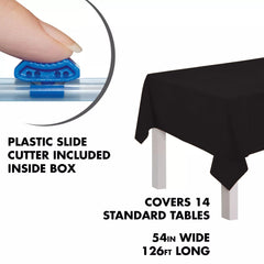 Black Plastic Table Cover Roll with Cutter - 54 x 126 ft