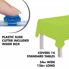 Kiwi Green Plastic Table Cover Roll with Cutter - 54 x 126 ft