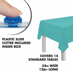 Robins Egg Plastic Table Cover Roll with Cutter - 54 x 126 ft