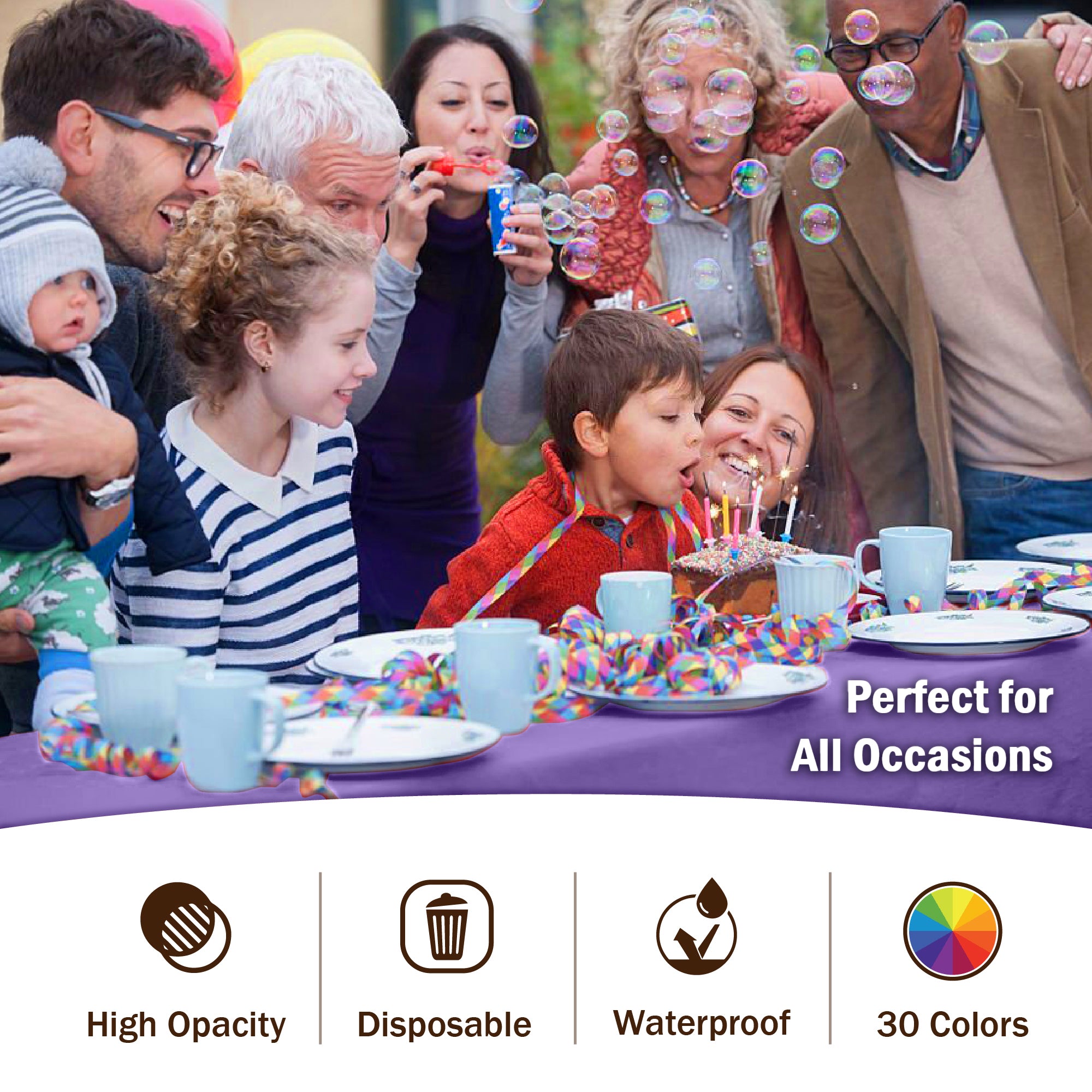 Purple Plastic Table Cover Roll with Cutter - 54 x 126 ft