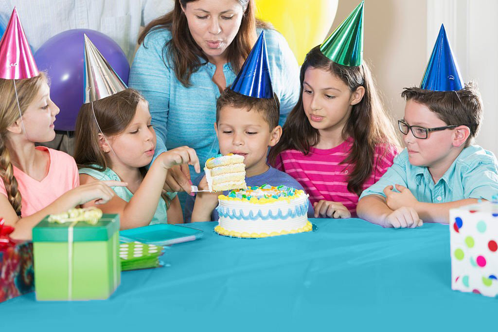 Caribbean Blue Plastic Table Cover Roll with Cutter - 54 x 126 ft