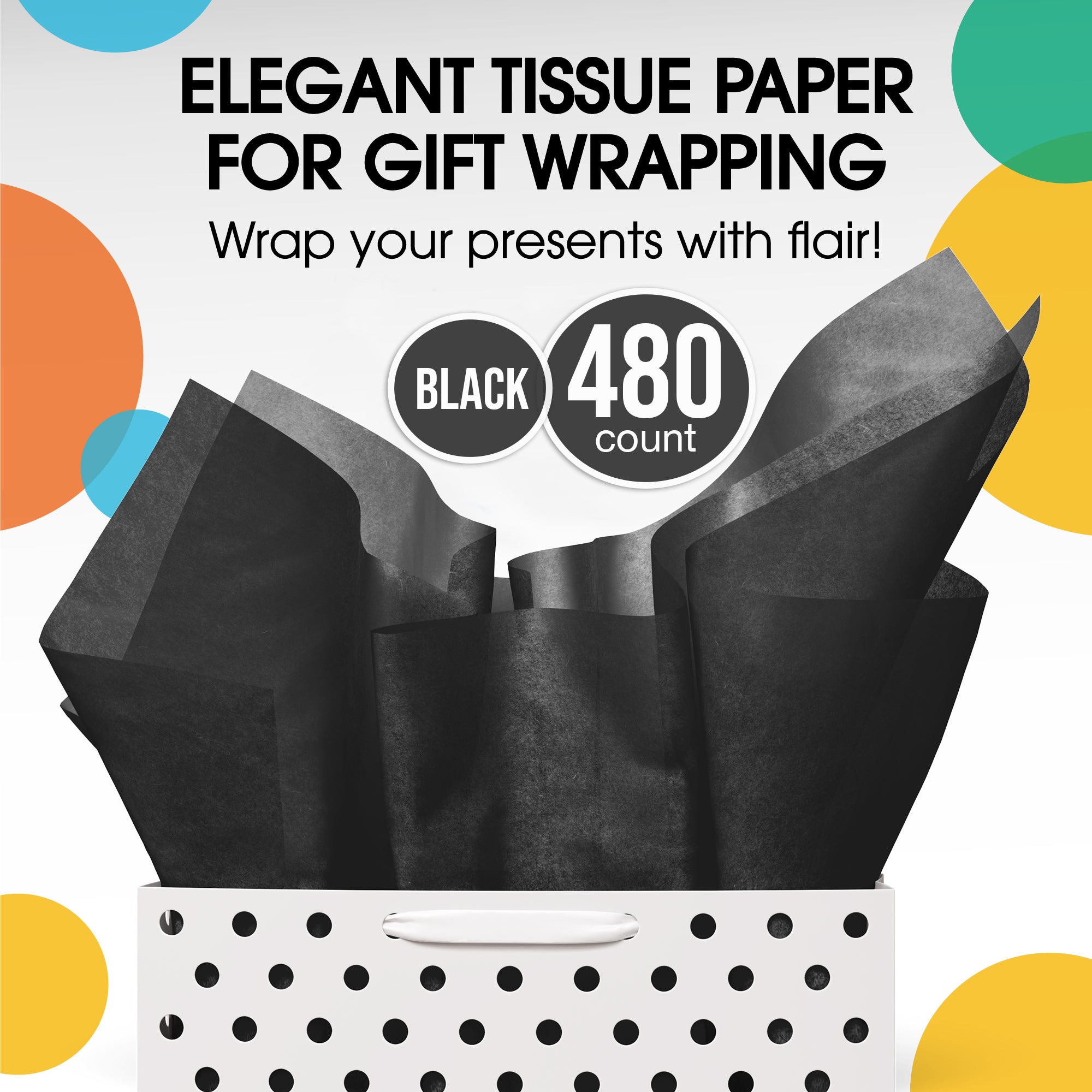 Black Tissue Paper 15 in. x 20 in. | 480 Sheets