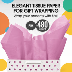 Pink Tissue Paper 15 in. x 20 in. | 480 Sheets