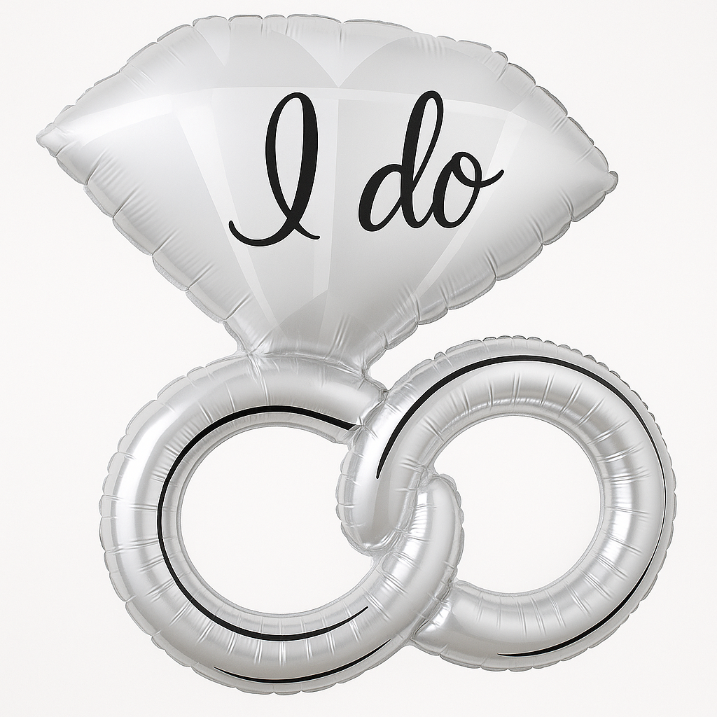 Elegant "I Do" Wedding Ring Foil Balloon