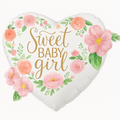 Sweet Baby Girl Floral Foil Balloon