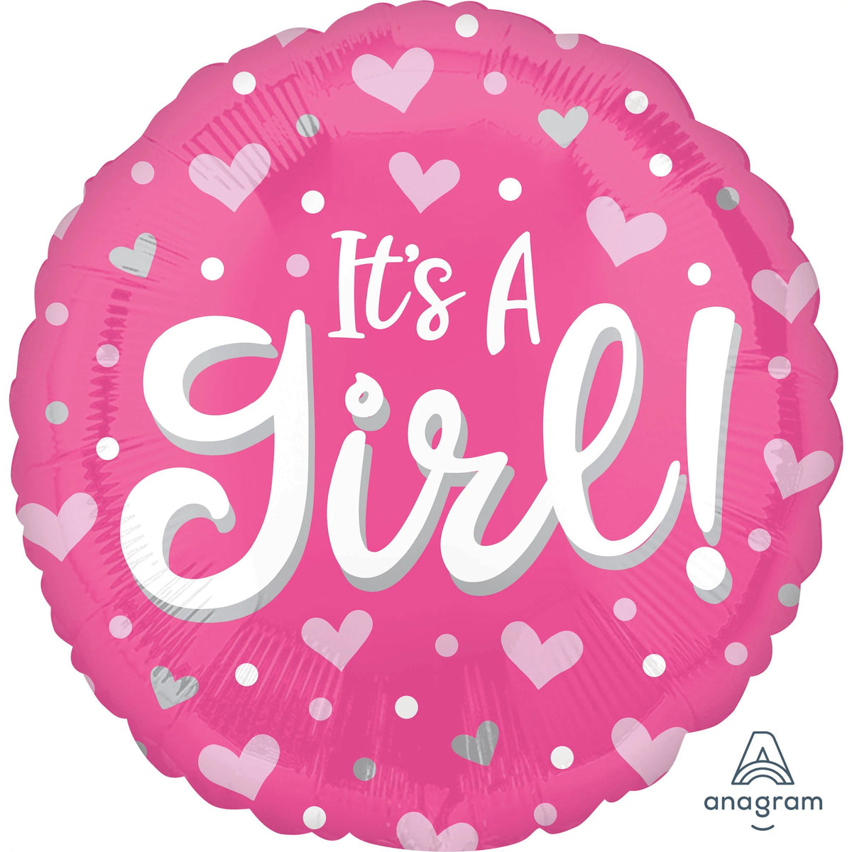 "It's a Girl" Heart & Dots Foil Balloon - 18in