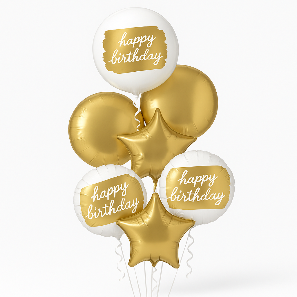 Premium Golden Birthday Balloon Bouquet
