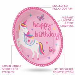Enchanting Unicorn Birthday Paper Plates - 8.5"