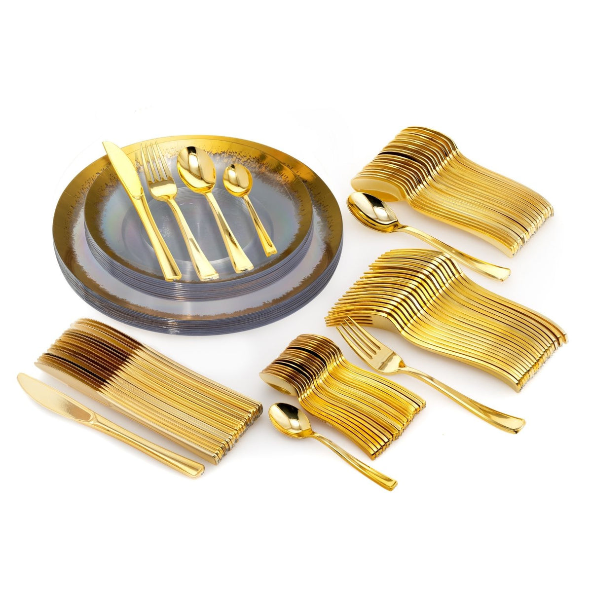 140 Pieces | Setting for 20 | Gold Scratched Combo Pack