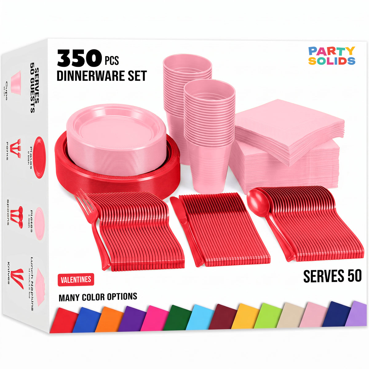 350 Pcs Valentines Day Plastic Disposable Tableware Set