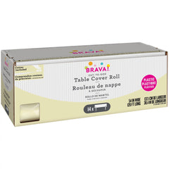 Vanilla Cream Plastic Table Cover Roll with Cutter - 54 x 126 ft