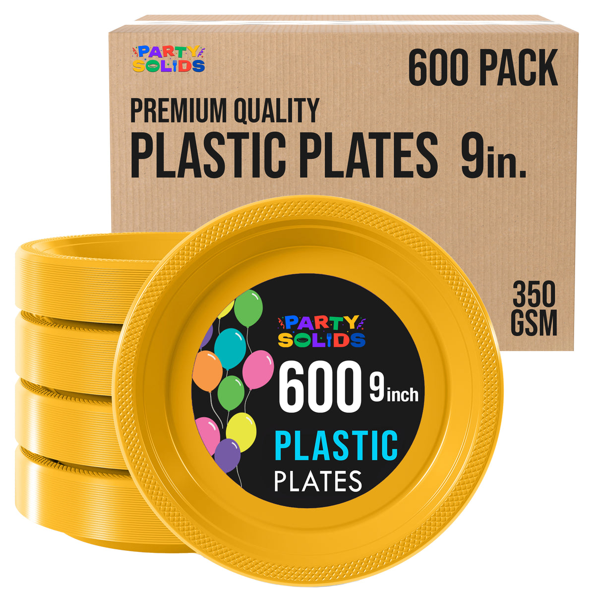 9 in. Yellow Plastic Plates | Case of 600