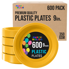 9 in. Yellow Plastic Plates | Case of 600