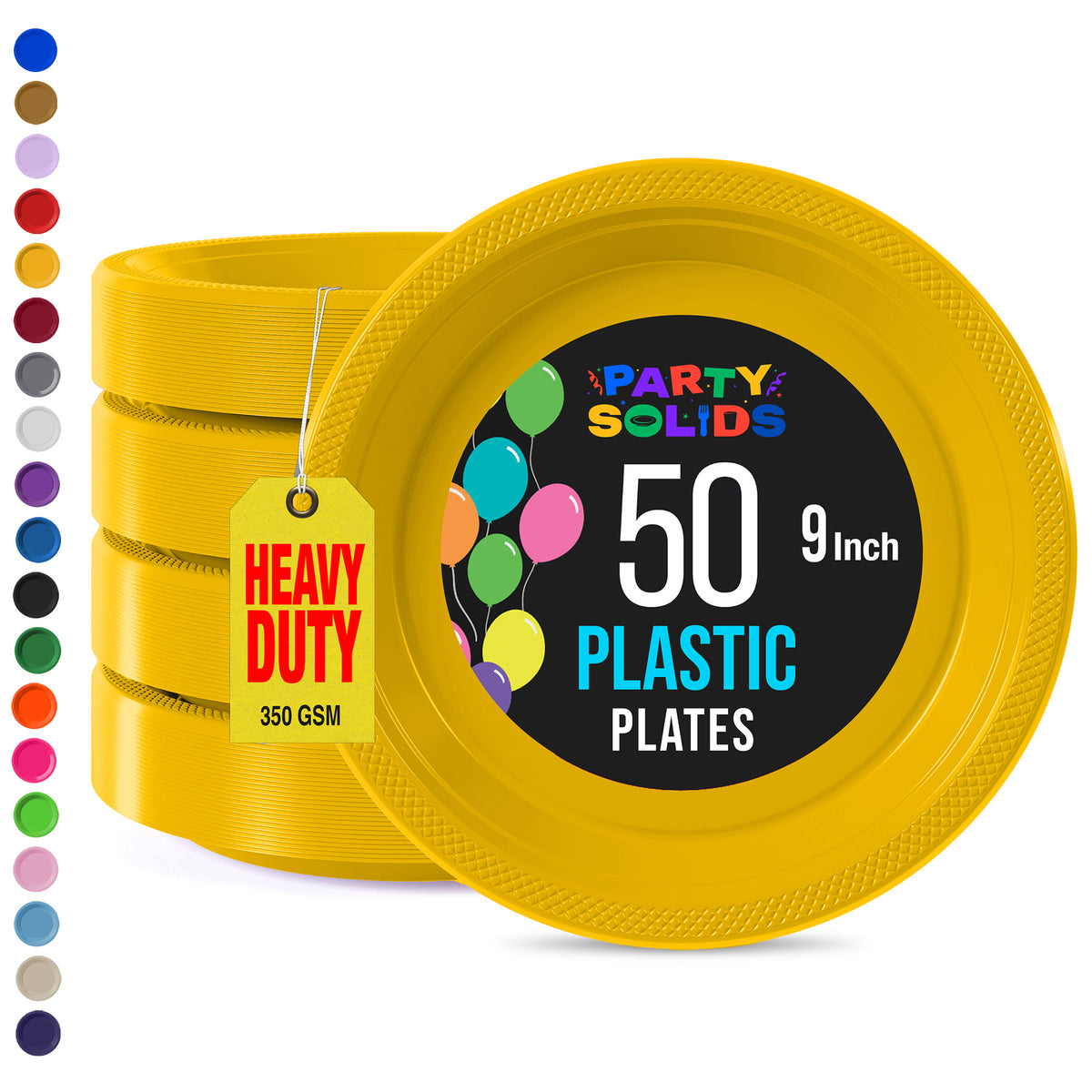 9 in. Yellow Plastic Plates | 50 Count