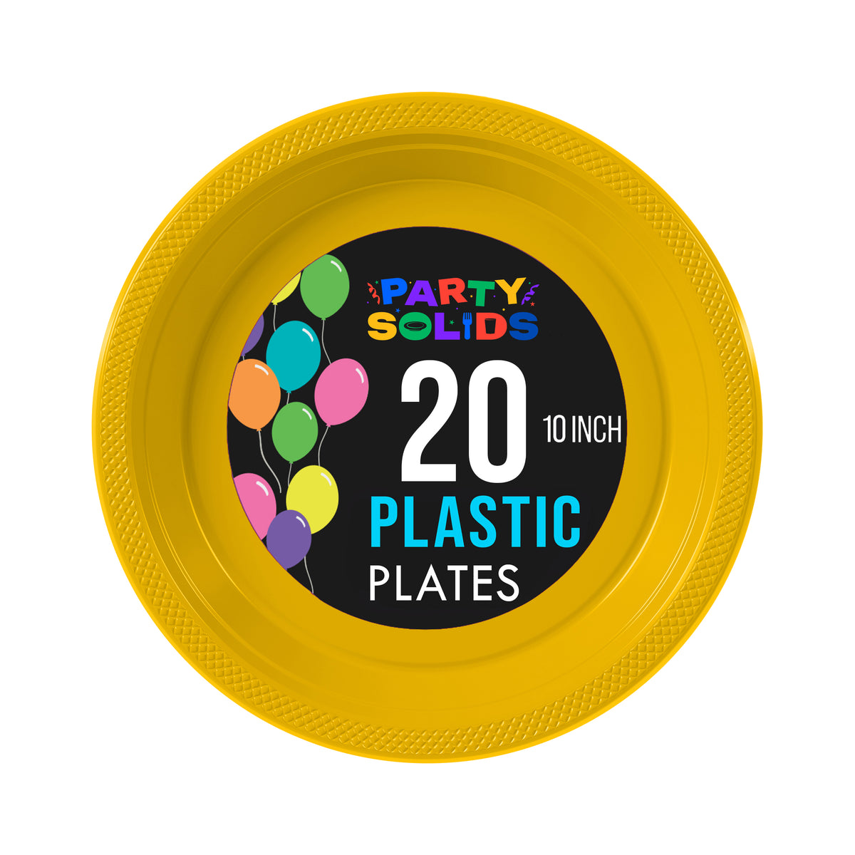 10 In. Yellow Plastic Plates - 20 Ct.
