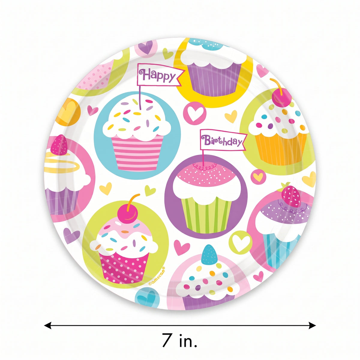 Cupcake Party 7" Round Paper Plates