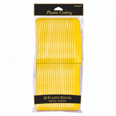 Yellow Sunshine Plastic Knives - 7.5 in. - 20 Pack