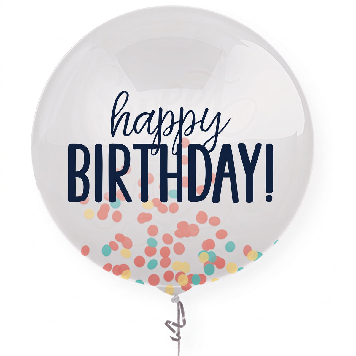 24-Inch Rainbow Confetti Latex Happy Birthday Balloon