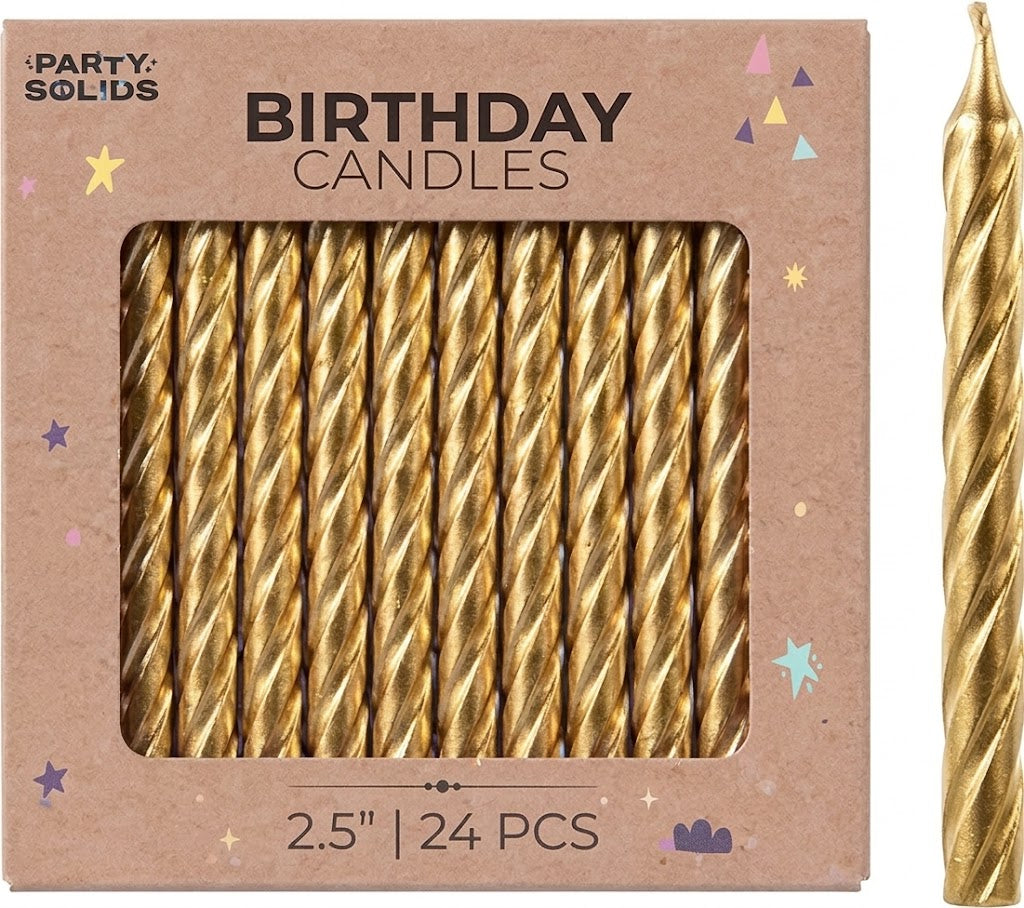 Gold Spiral Birthday Candles | 24 Count